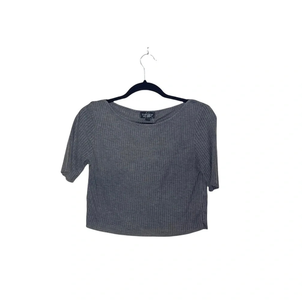 Tophop NWT Dark Gray Ribbed Raw Hem Cropped Top 10 Women’s